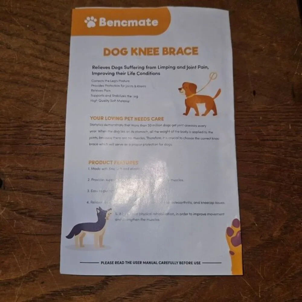 BENCMATE Adjustable Dog Knee Brace, Universal Designed for All Four Limbs, Small
